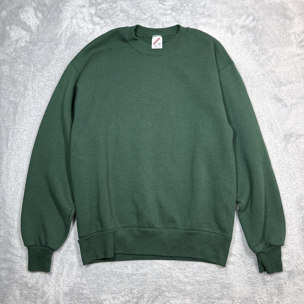 Vintage Jerzees Sweatshirt Mens M Green Blank Crewneck Classic Basic Pullover